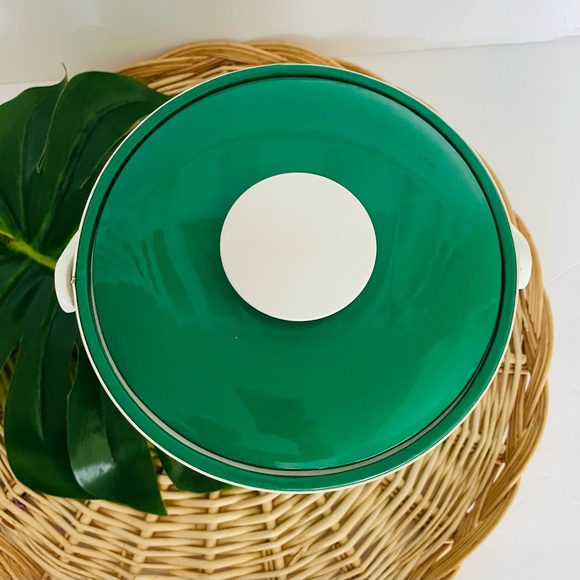 Georges Briard Vintage Green and White Mod Mid Century Modern Ice Bucket w/ lid - Picture 7 of 16